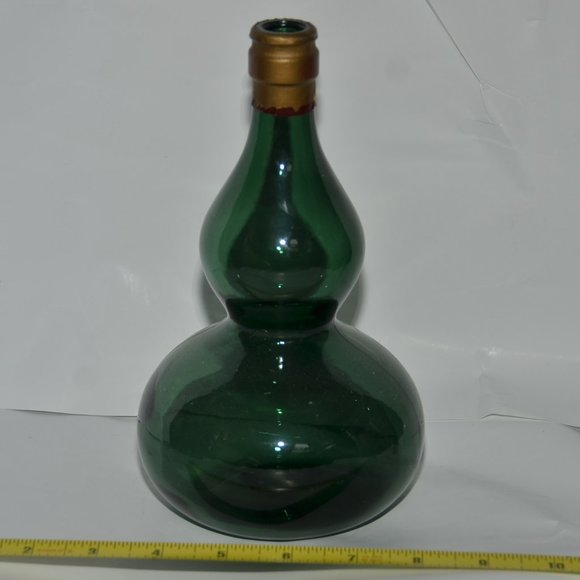 large green glass decorative jug decanter bottle home decor - Picture 11 of 13